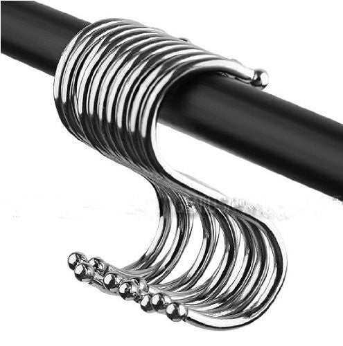 10 Pcs S Shape Hooks Stainless Steel Hanger Clasp Rack Clothes Pot Pan - Shopy Max