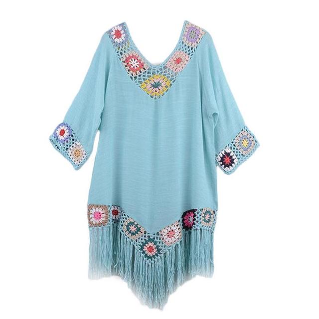 2021 Summer New Fashion Women’s One-piece Swimsuit Chiffon Tassel Tunic Bikini