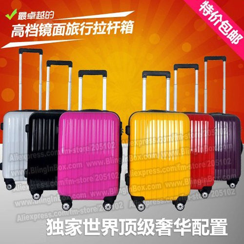 24" inch ABS+PC fashion smooth face trolley luggage/travel suitcase with spinner 8pcs wheels - Shopy Max