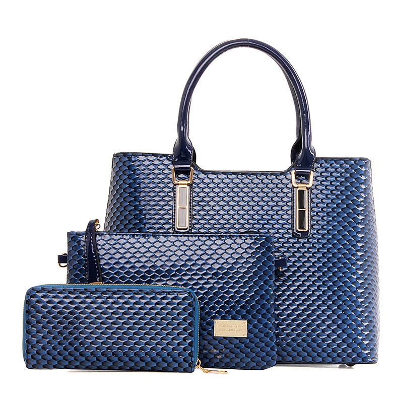 3 Pc/Set Women Bag High Quality Composite Bag PU Leather Lchthyosis - Shopy Max
