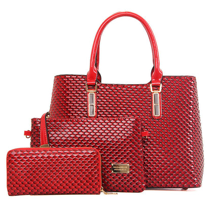 3 Pc/Set Women Bag High Quality Composite Bag PU Leather Lchthyosis - Shopy Max