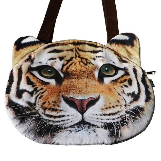 Female Retro Cartoon 3D Animal Printing Shoulder Bags Tiger and leopard Shape Women Handbag,SKU 03131C