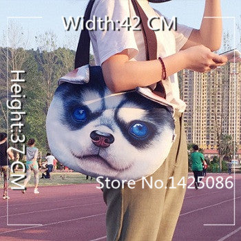Female Retro Cartoon 3D Animal Printing Shoulder Bags Dog Shape Women Handbag,SKU 03131D