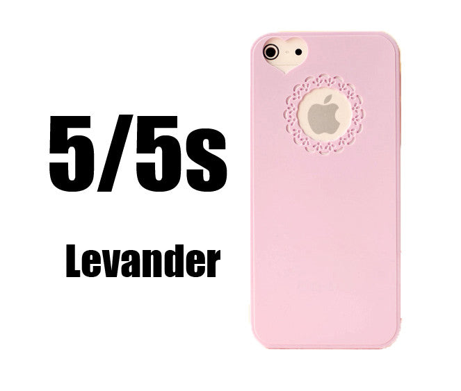 Cute candy Color Loving Heart Flower Lace Hard Phone Case Cover For iphone