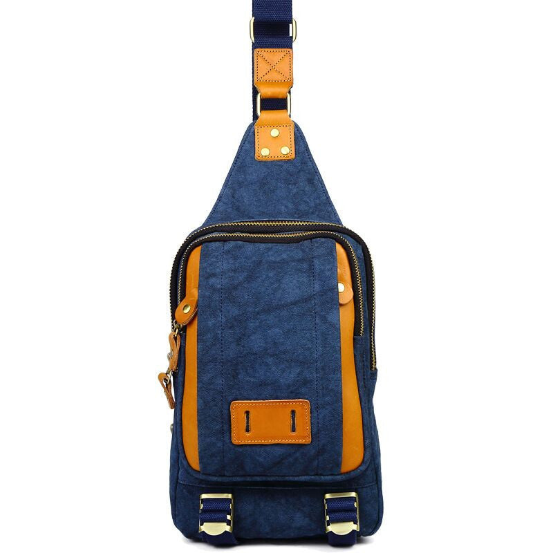 Fashion chest bag Hot Sale,Men retro cotton double zipper canvas bag chest bag,SKU 03CA1D