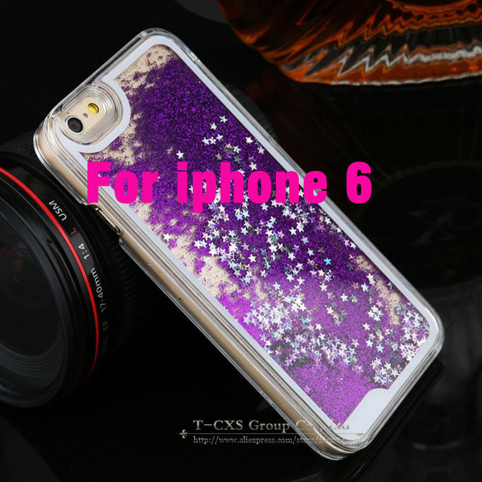 For iphone 5C New Clear Cellphone Back Cover Case Dynamic Liquid Glitter Sand Quicksand Star For iphone 5C Phone cases J0083