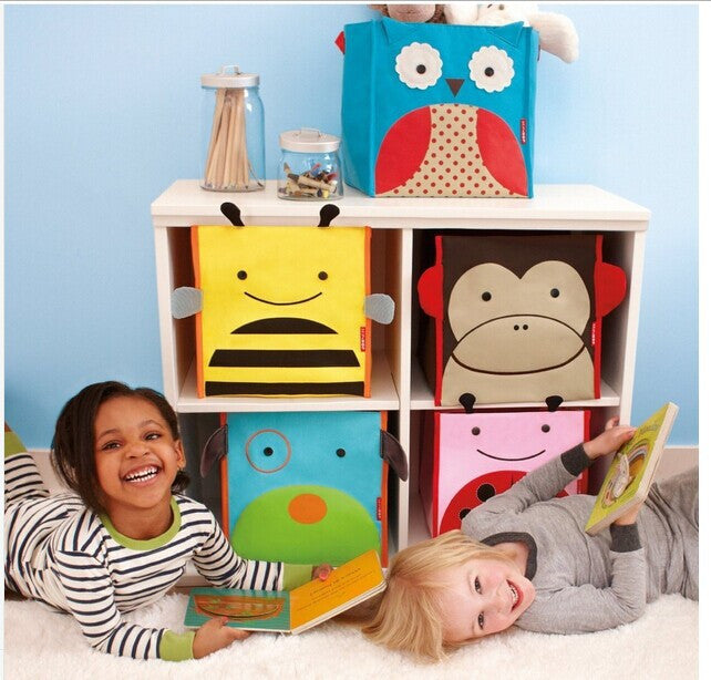 Hot!!Kid's cute lovely zoo style animal pattern children's versitale toys books shoes storage box canvas pouch organizer