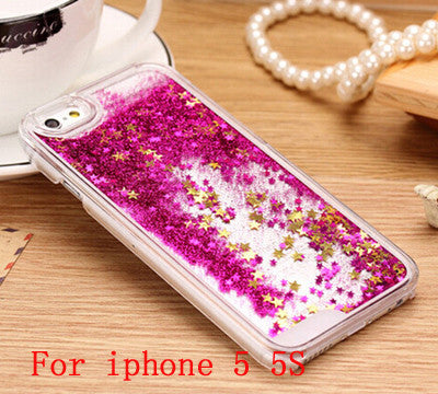 Glitter Stars Dynamic Liquid Quicksand Hard Case Cover For iPhone 4 4s 5 5s 6 back cover Transparent Clear Phone Case - Shopy Max