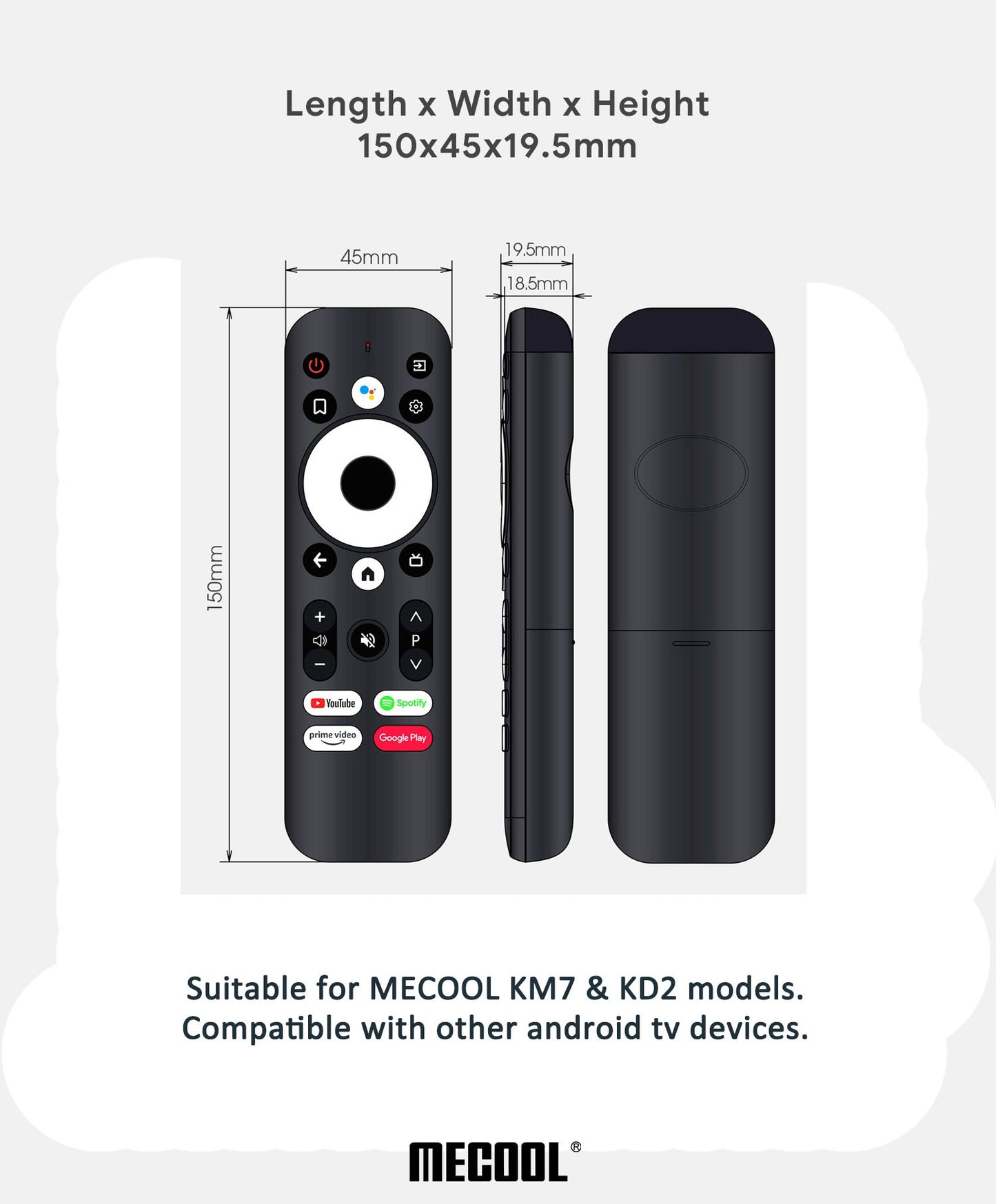 Remote Control For KD2 KM7 TV BOX With 22 Keys Google Voice Certified Assistant