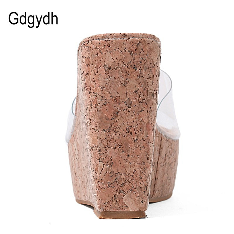 Gdgydh 2021 New Summer Transparent Platform Wedges Sandals Women Fashion High Heels Female Summer Shoes Size 40 Drop Shipping