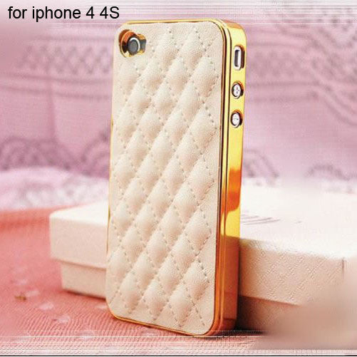 Luxury PU Leather Soft Grid Pattern Case for iphone 4 4S 4G / 5 5S 5G Retro Back Cover Mobile Phone Bags RCDac259 - Shopy Max