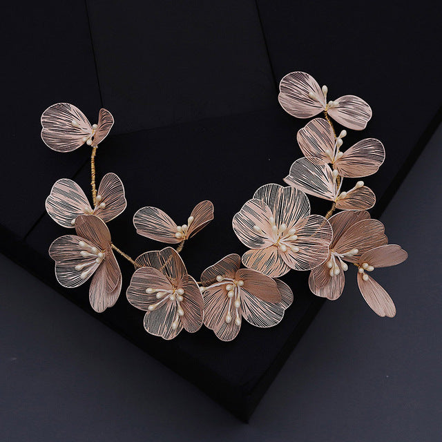 Miallo Bridal Wedding Headband Flower Pearl Hair Accessories for Women Hair Jewelr