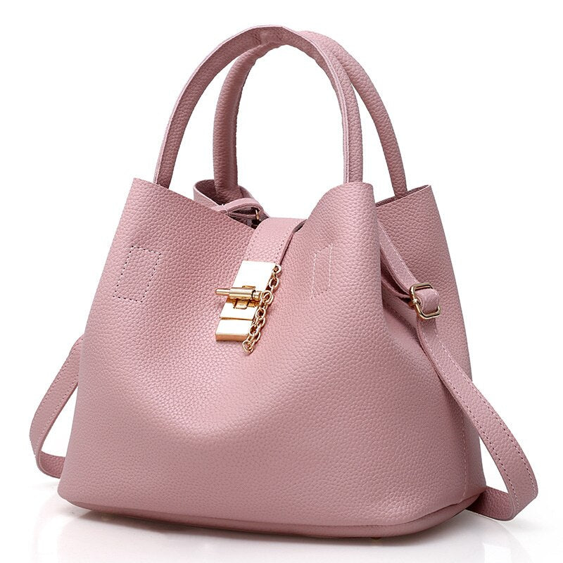 Bag Ladies Pu Bucket Bag Female Fashion Fiber Leather Portable Single Shoulder Messenger Bag