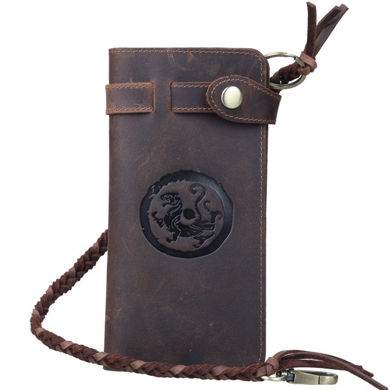 Free shipping Cool Vintage Style Handmade MEN Leather Wallet Card Holder Bifold 3377 - Shopy Max