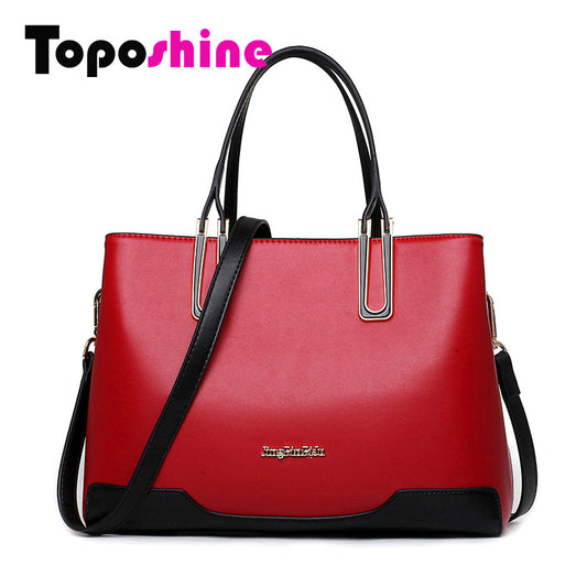Toposhine Hot Sale Chinese Red Style Panelled Fashion Women Bags Large Capacity Shoulder Bag for Woman PU Leather Handbag SN1005 - Shopy Max