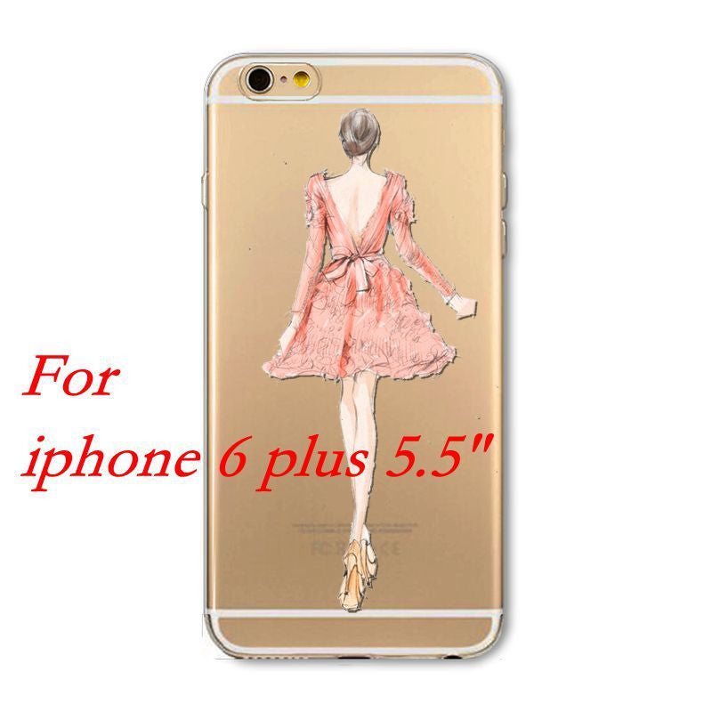 Ultra Thin Pretty Girl Crystal TPU Case For Iphone 4 4S 5 5S 6 6 Plus Back Protect Skin Phone Cover Fundas Silicone Gel Case