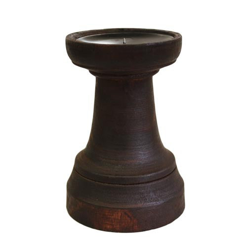 15cm Classic Dark Wood Candlestick - Shopy Max