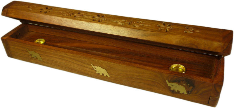 305mm Natural Sesham Wood Smoke Box - Shopy Max