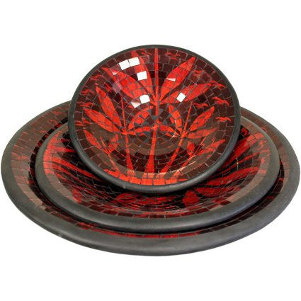 Mosaic Bowls - Red Palms,set of 3