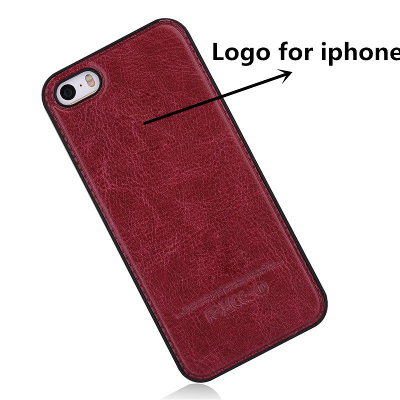 original leather phone case For iphone 5 5S 5G cover senior high-grade Genuine leather + plastic back cover For apple LOGO - Shopy Max