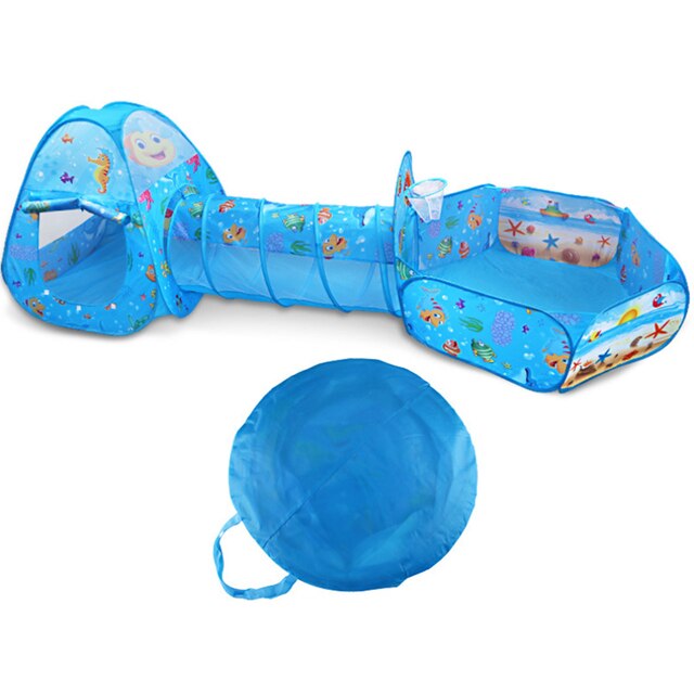 3 in 1 Pop Up Play Tent with Tunnel, Ball Pit for Kids, Boys, Girls, Babies and Toddlers, Indoor/Outdoor Playhouse