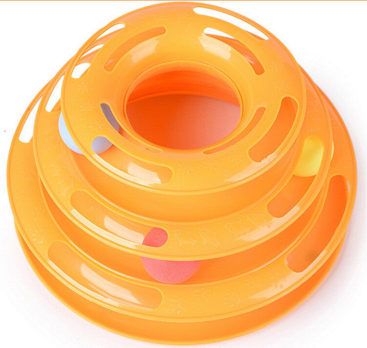 Three Levels Tower Tracks Disc Cat Pet Toy Intelligence Amusement Rides Shelf