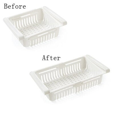 Kitchen Organizer Refrigerator Storage Rack Fridge Freezer Shelf Holder Pull-out Drawer Organiser Egg Tray