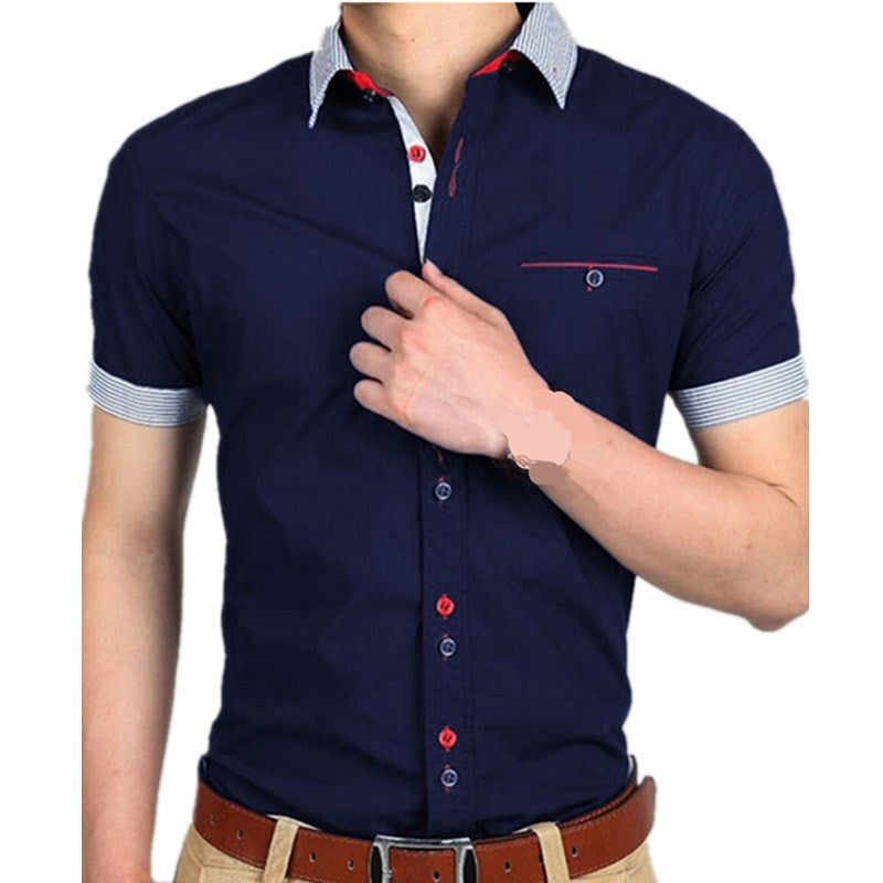 2016 Fashion Men Shirt Vetement Homme Short Sleeve Slim Fit Shirt