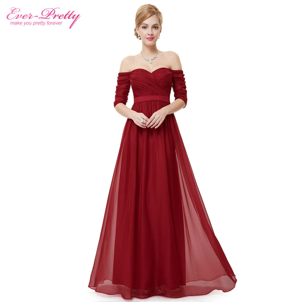 Evening Dresses Ever Pretty HE08411 Women Elegant Strapless Half Sleeve Long Formal - Shopy Max