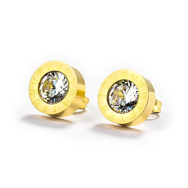 Korean Simple Statement Earrings Stainless Steel Stud Earrings For Women
