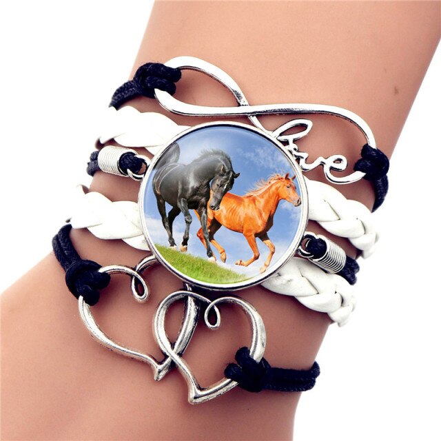 2020 Brand Hot Fashion Leather Infinity Horse Wrap Bracelet Bangle For Women