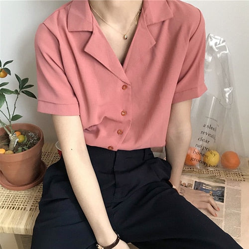 2020 Summer Blouse Shirt For Women Fashion Short Sleeve