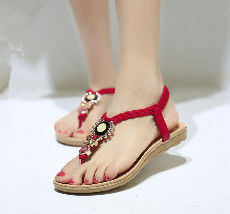 Women Sandals 2016 Ankle-Strap Shoes Women Flat Sandals Summer Shoes Bowtie Sandalias