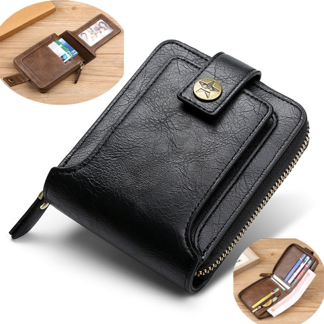Men's wallet made of genuine leather wallet Short Hasp carteira masculina Purse 2021