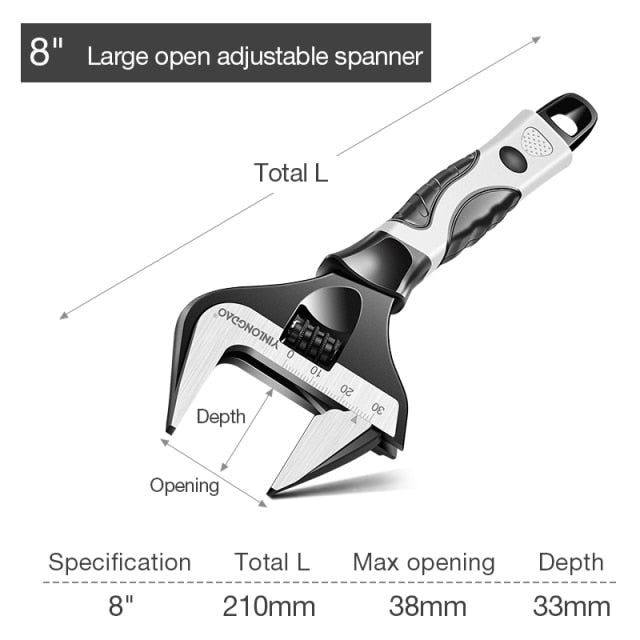 DTBD Adjustable Wrench Stainless Steel Universal Spanner Mini Nut Key