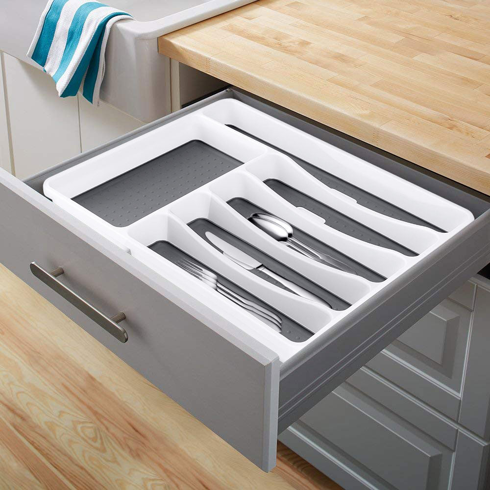NEW 6 Compartments Cutlery Tray Kitchen Drawer Organizer Spoon Knife Fork Separation