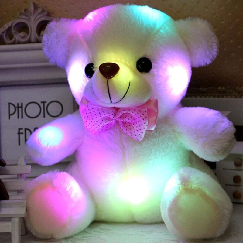 Colorful LED Flash Light Bear Doll Plush Stuffed Toys Size 20-22 cm Bear Gift For Children Christmas Gift Stuffed & Plush