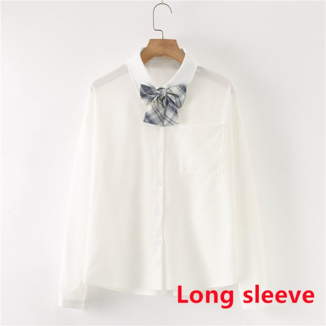 Women Summer Blouses Shirt Short Sleeve Solid White Tops With Tie