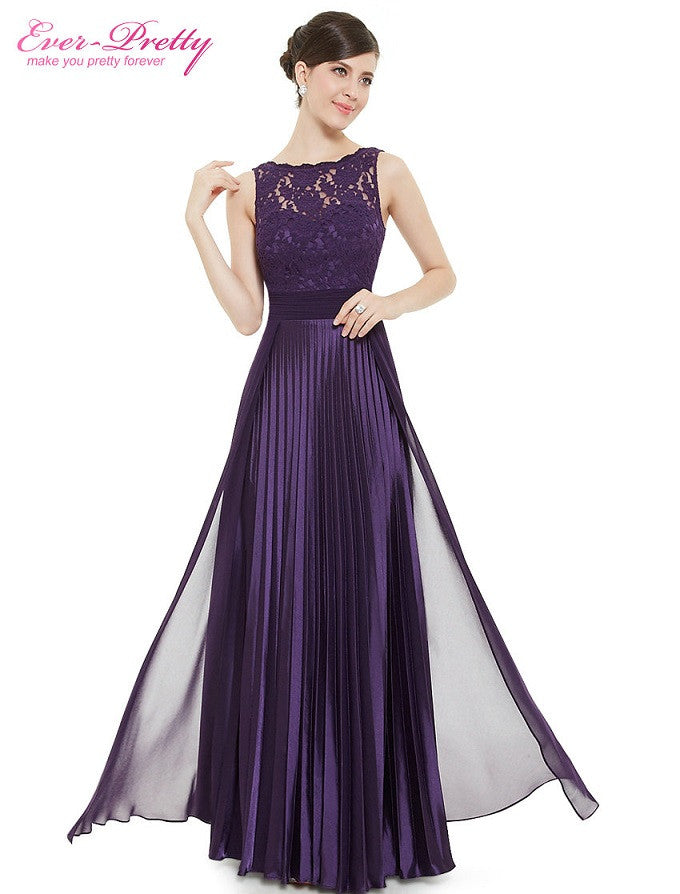 Evening Dresses Gorgeous Formal Round Neck Lace Long Sexy Red Women Party - Shopy Max