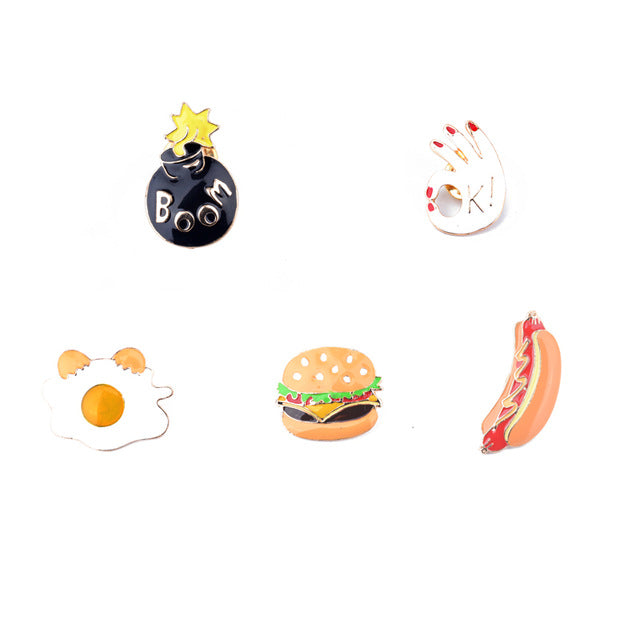 19 Style Enamel Pins Set Badge For Clothes Colorful Cartoon Brooches