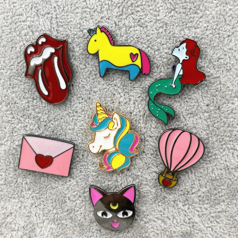 Timlee X191 Cute Animal Unicorn Enamel Pin Hot air Balloon Cat Envelop Metal