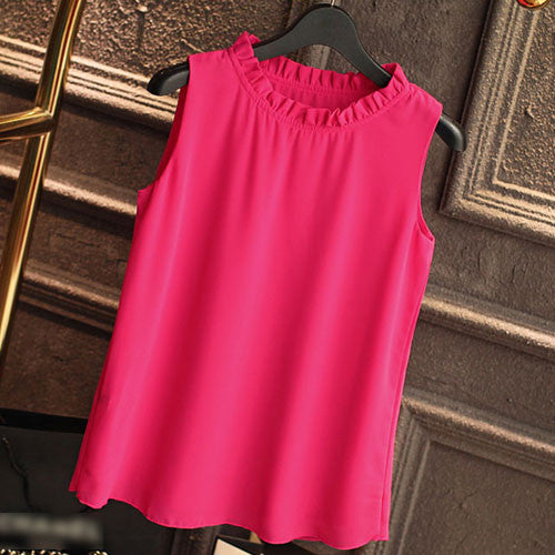 GAREMAY Sleeveless Chemise Femme Chiffon Blouse Shirt Women Spring 2017 White Black - Shopy Max