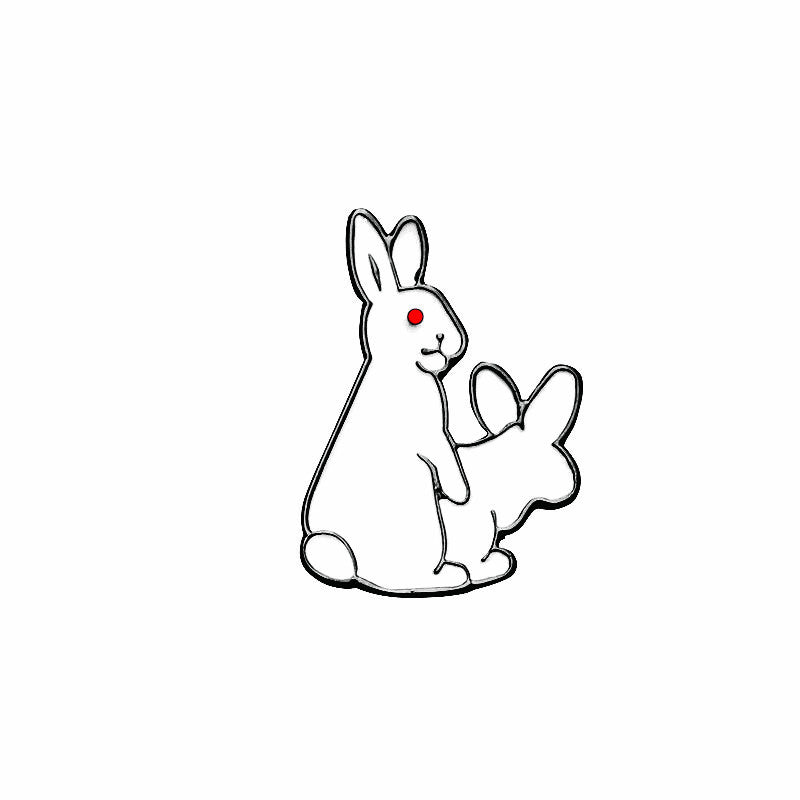 Hard Enamel Pins White Evil Rabbits Brooch Pin Kawaii Animal Broches Jewelry Gift For Child Jacket Badge