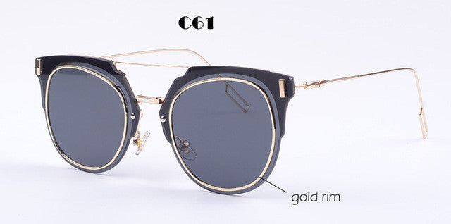ROYAL GIRL Fashion Sunglasses Women Brand Designer Round Mirrored Double-Bridge Frame Sun Glasses ss368