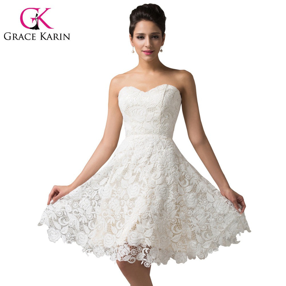 Lace Evening Dress Grace Karin Ivory Party Gown Sweetheart Dinner abendkleider - Shopy Max