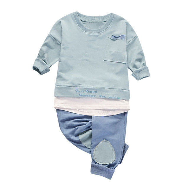 2PC Toddler Baby Boys Clothes Outfit Infant Boy Kids Shirt Tops+Pants Casual Clothing 2017 Autumn Children Clothing For 6-24M