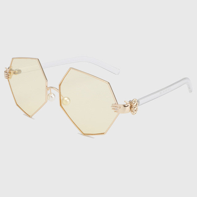 ROYAL GIRL New Fashion Gradient Heptagon Sunglasses Women Men Palm Leg Pearl Nose Pad Design Sun Glasses Female Eyeglasses ss228