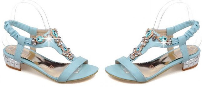 women ankle strap flat sandals brand sexy fashion rhineston lady leisure stiletto