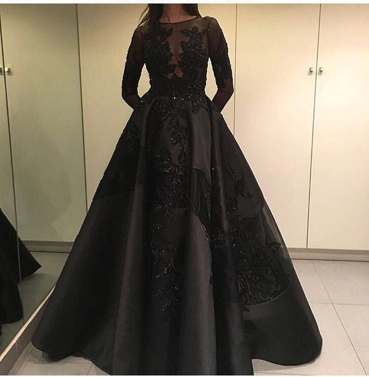 2016 High Quality Saudi Arabic Long Sleeve Evening Dresses Beads Long Robe De Soiree Custom