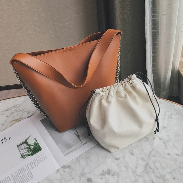 Brand design women shoulder bag Large capacity Chain bucket Handbags